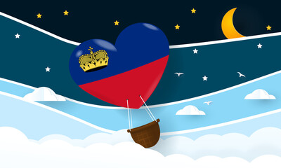Heart air balloon with Flag of Liechtenstein for independence day or something similar
