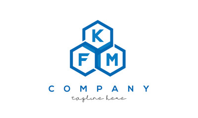KFM letters design logo with three polygon hexagon logo vector template