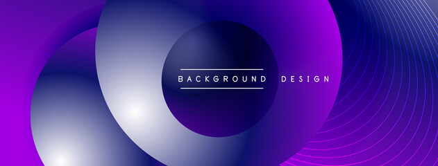 Gradient circles with shadows. Vector techno abstract background. Modern overlapping forms wallpaper background, design template