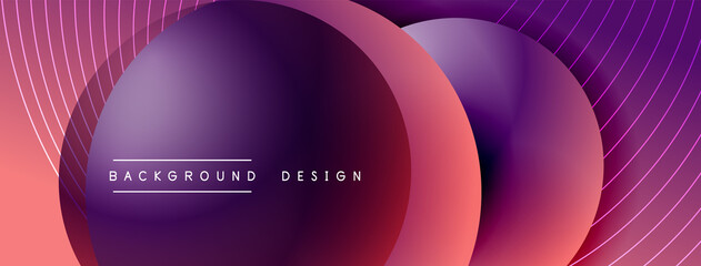 Gradient circles with shadows. Vector techno abstract background. Modern overlapping forms wallpaper background, design template