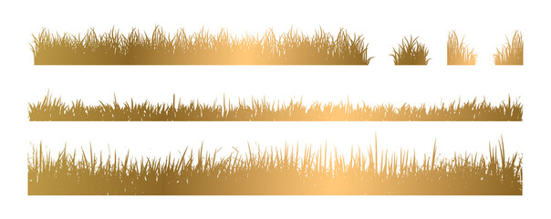 Golden Grass White Background Vector