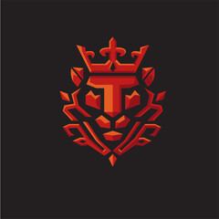 lion with crown geometric tech vector