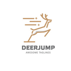 simple deer jump linear logo