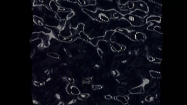 Liquid metal mercury flowing in vertical loop, silver wave looped movement animation for background. led wall with design.