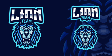 Blue Lion Mascot Gaming Logo