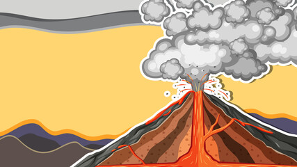 Thumbnail design with volcano eruption