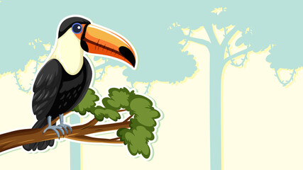 Thumbnail design with toucan bird on branch