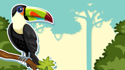 Thumbnail design with toucan bird on branch