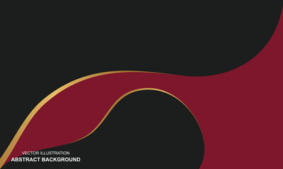 Red and black dop modern abstract background with golden lines