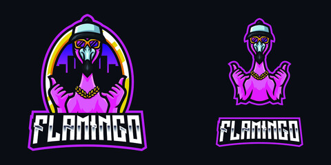 Flamingo Mascot Gaming Logo