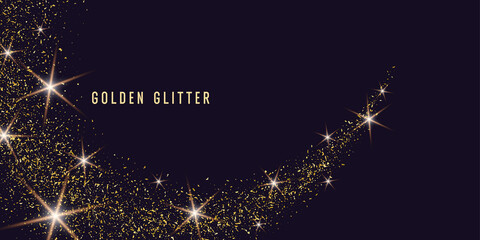 Gold glitter. Shiny particles on a dark background. Vector illustration. © aleksei_derin