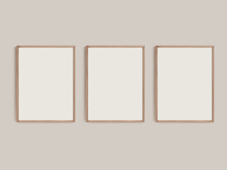 Oak Wood Frame Set of 3 Mockup Thin Frames Gallery Wall