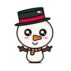 Christmas cute snowman character graphic vector illustration
