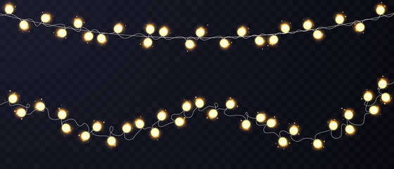 Fototapeta na wymiar Abstract decoration of christmas string lights on black background.