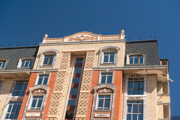 Details of the building under construction. Modern apartment complex design