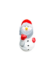 Decorative smiling snowman on white 