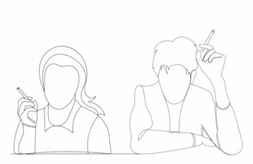 people smoking one continuous line drawing vector