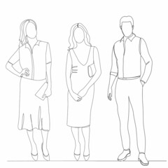 people standing one continuous line drawing vector