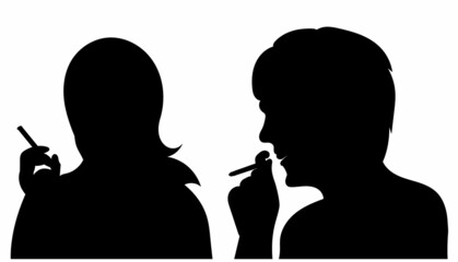 black silhouette portrait people smoking