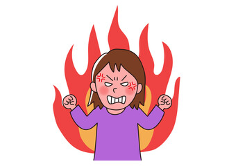 顔を真っ赤にして怒りに燃える女性

