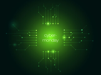 computer chip and circuit board on dark background