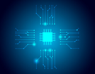 Cyber-Monday - computer chip and circuit board on dark background