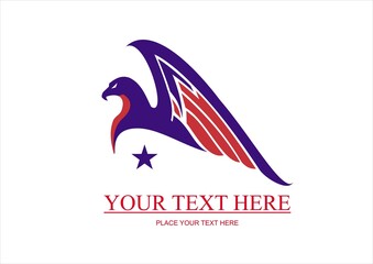 eagle and star in blue and red