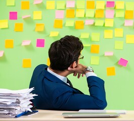 Businessman having trouble with his priorities