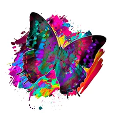Poster butterfly with creative colorful abstract element on background © reznik_val
