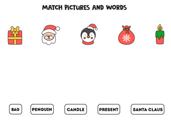 Matching game. Match pictures with Christmas pictures.