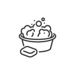 Water basin with soap line icon