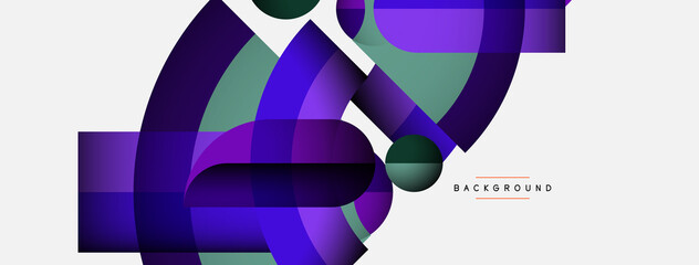 Geometric abstract background. Round shapes, circles, lines composition for wallpaper banner background or landing page