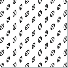 Black leaves simple pattern contour in vintage style on white background. 