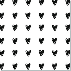 Simple hearts pattern contour doodle. Doodle sketch style.