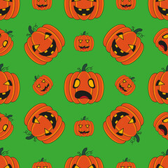 Pumpkin seamless pattern for Halloween holiday