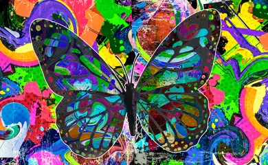 Poster  butterfly with creative colorful abstract element on background © reznik_val
