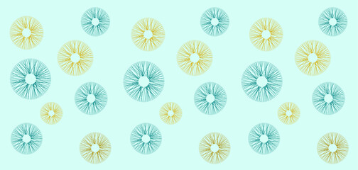 Abstract flower print. Design with abstract flowers in blue and yellow tones.