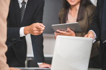 Business team on meeting in office, Team meeting discussing new project.