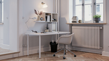 Home Office in old vintage retro mid century Apartment