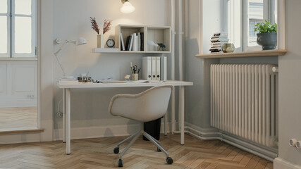 Home Office in old vintage retro mid century Apartment