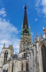 Fototapeta na wymiar Rouen Cathedral spire. Normandy, France.
