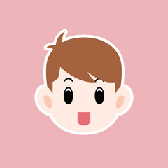 Fototapeta premium Cartoon illustration of a man face in a flat style, this cute image is suitable for your colorful and flat project design elements, can also be used for sticker and icon