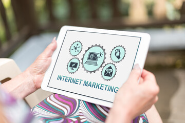 Internet marketing concept on a tablet