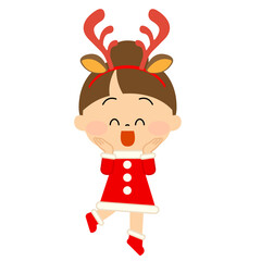 サンタクロースの仮装をしている子供