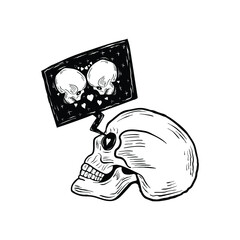 skull dreaming illustration vector hand drawing