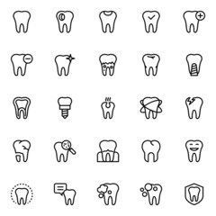 Outline icons for dental care.