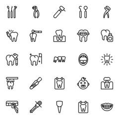 Outline icons for dental care.