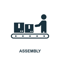 Assembly icon. Monochrome sign from production management collection. Creative Assembly icon illustration for web design, infographics and more