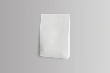 Kraft paper package or bag with zip lock isolated on grey background. Mock up.Zero waste content. 3d rendering.