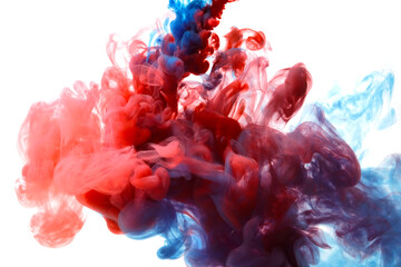 Fototapeta premium Ink in the water. A splash of blue and red paint. Abstract background. selective focus.